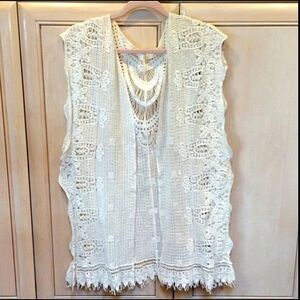 Evelyn K▪️Anthropologie Crochet Split Vest Cover Up